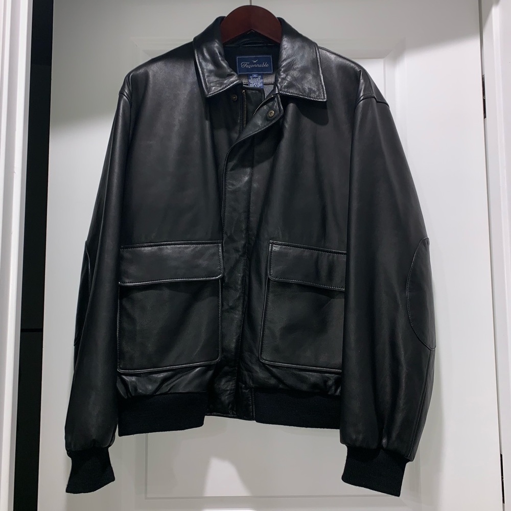 Faconnable Black LambSkin Leather Jacket